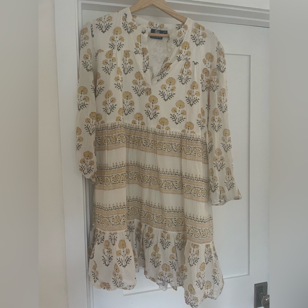 Floral Boho Dress with Yellow Accents